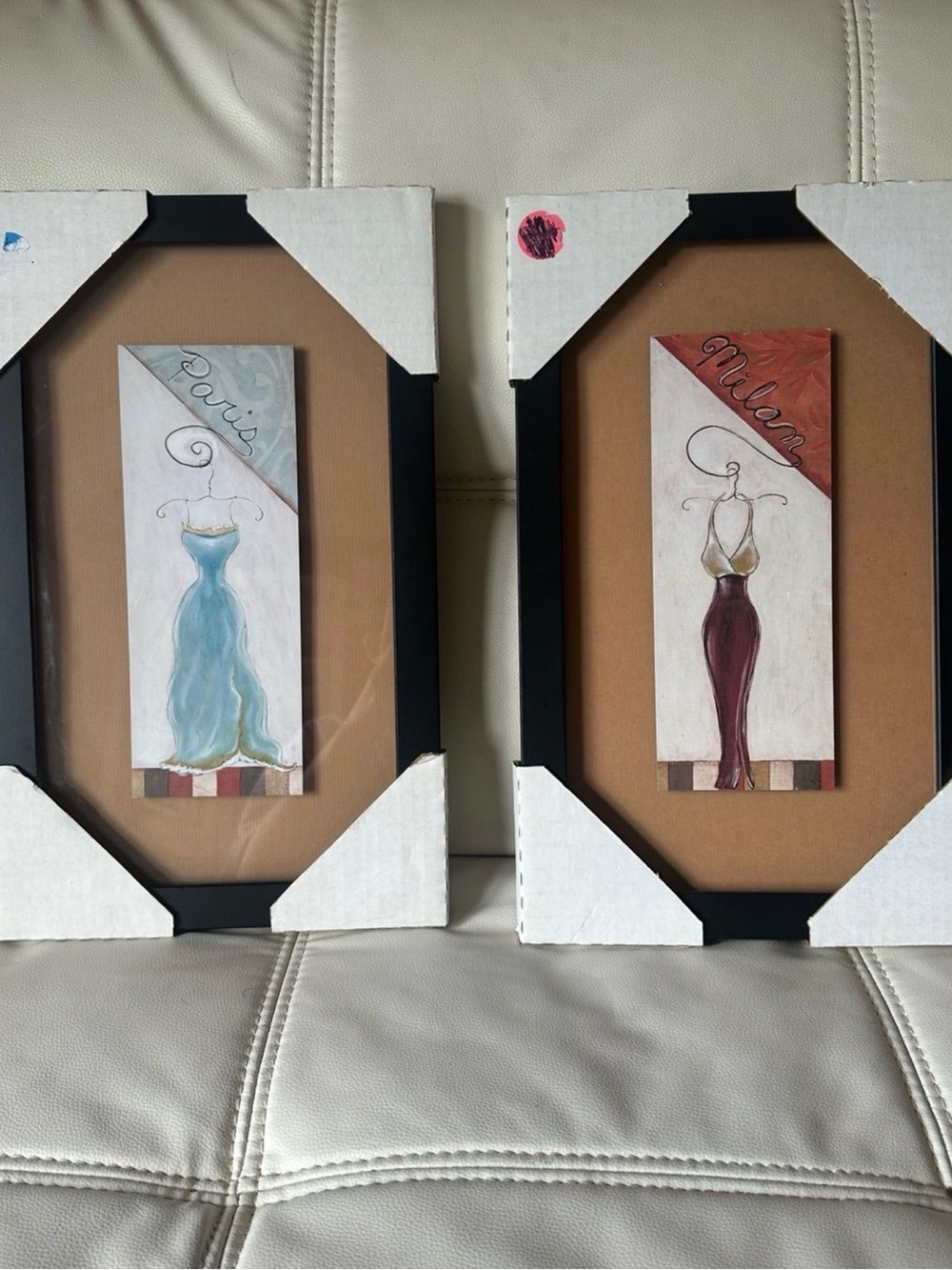 Set of 2 Fashion Dress Wall Art Frames – Paris & Milan Theme
